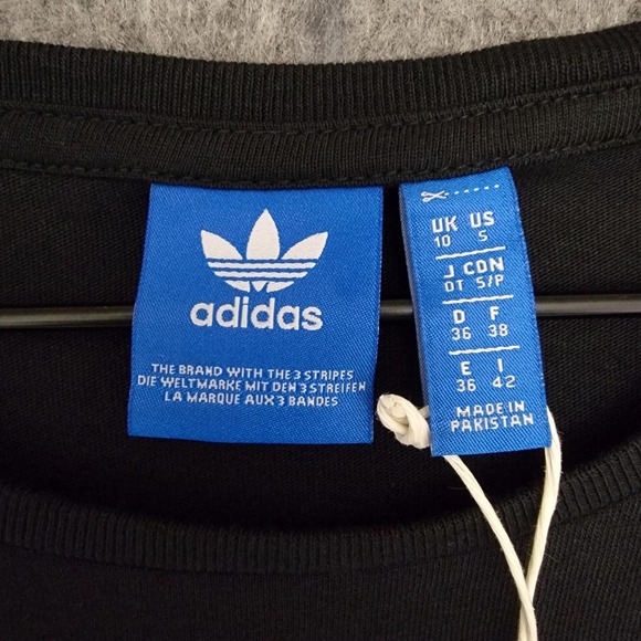 Adidas Originals Shirt Womens S Black Trefoil Graphic Slim Crop Tee Short Sleeve - Picture 3 of 10